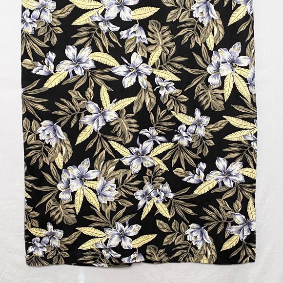 Jones New York Maxi Dress 16 Black White Gold Floral Linen Sleeveless Pullover - Picture 3 of 7